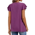 thumbnail image 4 of Fantaslook Womens Blouses Dressy Casual Pleated Tunic Tops Floral Ruffle Sleeve Summer Shirts, 4 of 8