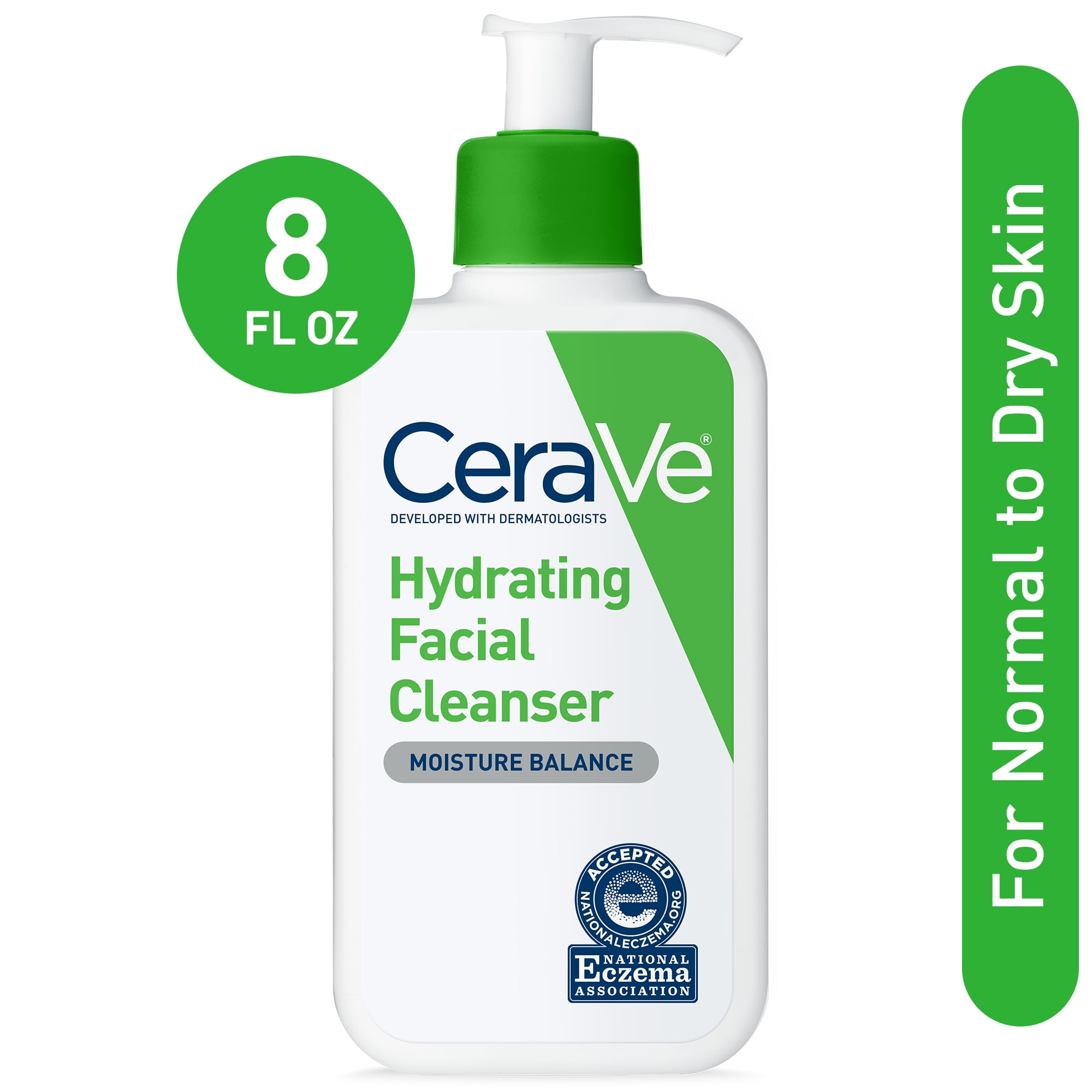 CeraVe Hydrating Facial Cleanser, Face Wash with Hyaluronic Acid for Dry Skin, 8 fl oz - Walmart.com