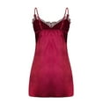 thumbnail image 5 of Lindreshi Lingerie for Women Women Satin Lace Pajamas With Thong Lingerie Chest Pad Nightdress Set S-3XL, 5 of 5