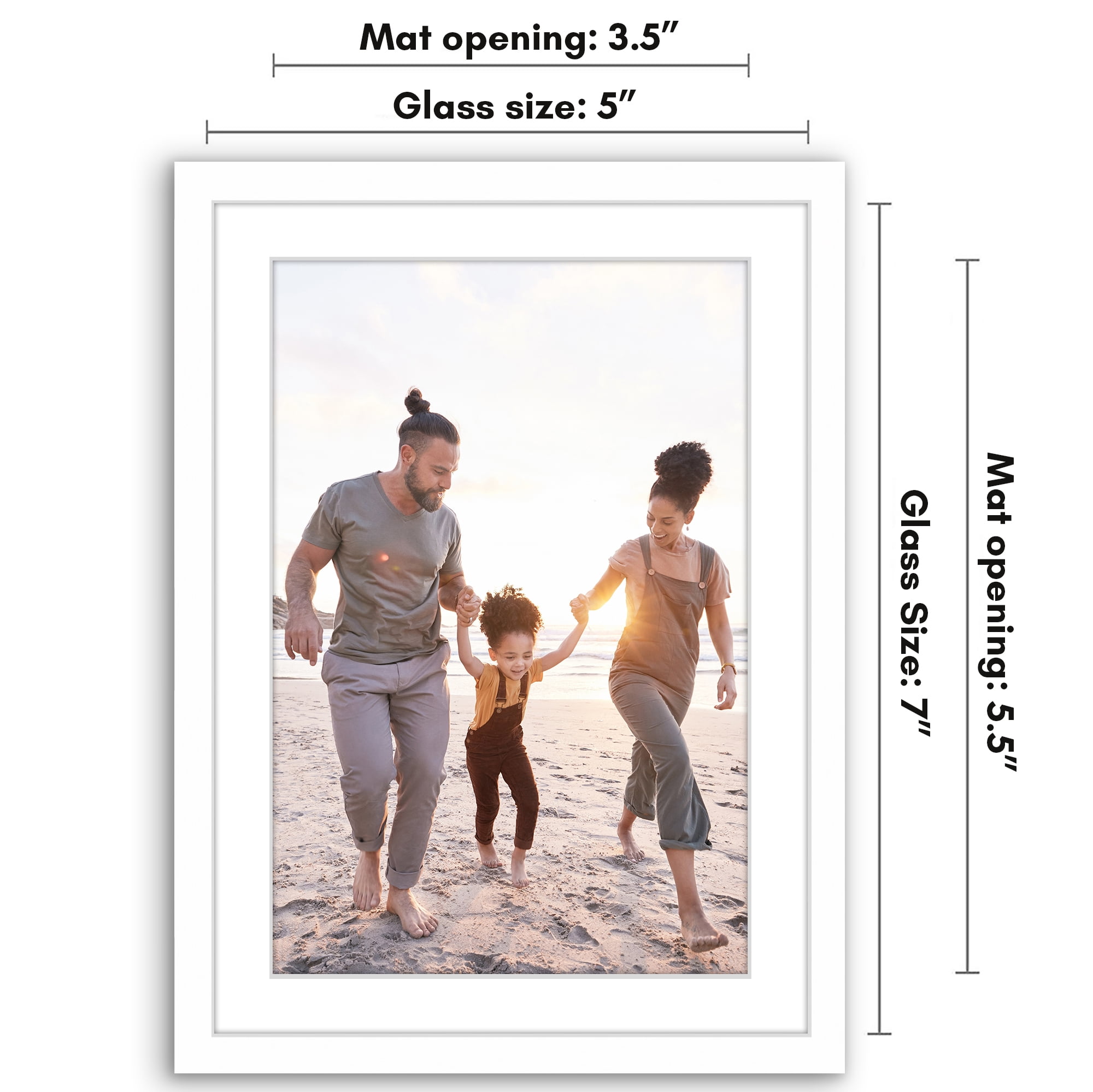 Americanflat 5x7 Picture Frame with Shatter-Resistant Glass with 4x6 Mat Display Photo Streamline - White