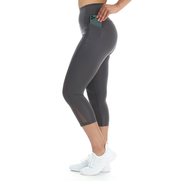 Women's Active High Waist 7/8 Length Legging With Striped Sheer
