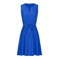 thumbnail image 6 of Aboser Beach Dresses for Women with Bowknot Belt Trendy Casual Sleeveless Sundress Summer Notch V Neck Dress Flowy A Line Tank Dresses with Pockets, 6 of 7