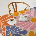 thumbnail image 2 of Hippie Floral Tablecloth, 1970s Retro Orange Pink Blue Flower Boho Groovy Daisy Flowers Aesthetic Print Table Cover for Party Picnic Dining Room Kitchen 60x84inch, 2 of 6