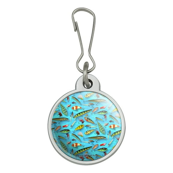 Fishing Flies Lures Fish Pattern Jacket Handbag Purse Luggage Backpack Zipper Pull Charm