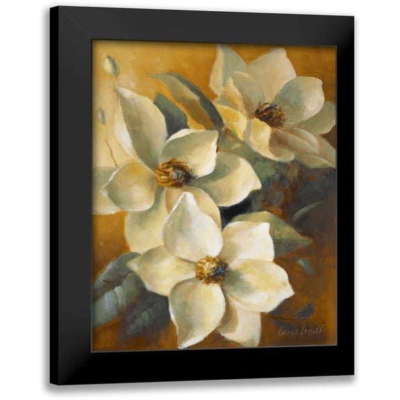Loreth, Lanie 12x14 Black Modern Framed Museum Art Print Titled - Magnolias Aglow at Sunset II