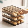 thumbnail image 4 of Egg Container Automatic Rolling Egg Holder Plastic Kitchen Refrigerator Storage Tray Clear Food Fridge Organizer Bins, 4 of 10