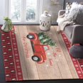 thumbnail image 6 of Christmas Area Rug 4x6ft Red Christmas Trucks Pine Tree Snow Wood Grain Non-Slip Washable Square Rugs Soft Felt Indoor Floor Mat for Bedroom Kitchen Living Room Bathroom, 6 of 8