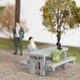 thumbnail image 2 of 4Pc Toy Figure Model Realistic Vintage Dollhouse Pretend Girl Small Benches Gray, 2 of 9