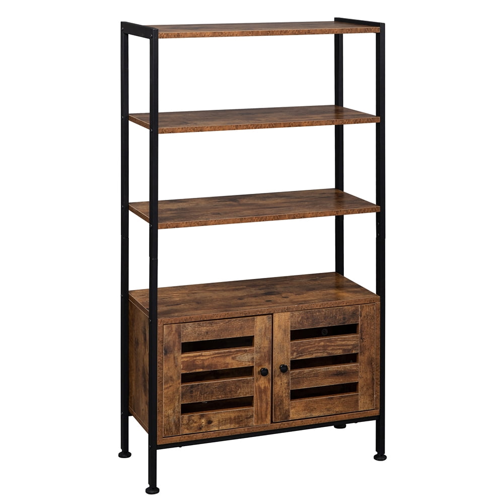 Private Jungle Bookshelf, Storage Cabinet with 3 Shelves and 2 Doors, Industrial Bookcase Rustic Brown Private Jungle Bookshelf, Storage Cabinet with 3 Shelves and 2 Doors, Industrial Bookcase Rustic Brown