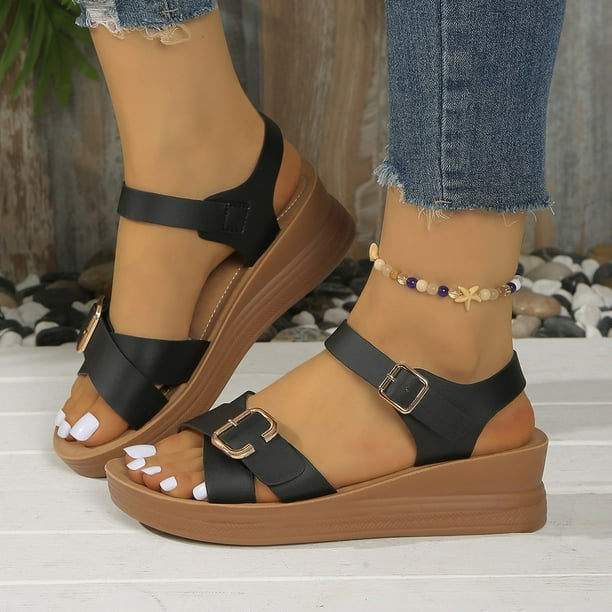 WILLBEST Sandalias De Plataforma Para Mujer, De Verano, Con Decoración De Fresas, Informales, Con Punta Abierta, Planas, Suaves Y Transpirables