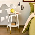 thumbnail image 4 of Costway Table d'Appoint Ronde avec Tablette de Rangement Décoration Intérieure Table d'Appoint Blanche, 4 of 10