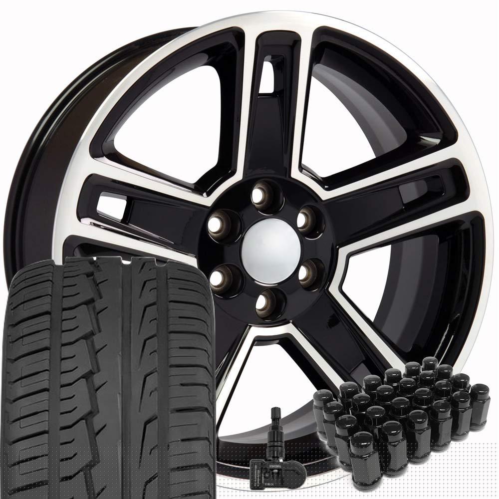 OE Wheels CV74 22 Inch Rims and Tires Fit Silverado 1500 Style 6x139.7 22x9 Gloss Black Machined - Hollander 5664 - iMove Gen 2 SUV 285/45-22 (Set of 4)