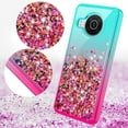thumbnail image 3 of Case for Nokia X100 Phone Case Liquid Quicksand Glitter Cute Phone Case Clear Bling Diamond Shock Protective Cover for Girls Women - Teal/Pink, 3 of 5
