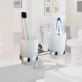 thumbnail image 4 of Vaso de vidrio doble para cepillo de dientes con soporte, portavasos de enjuague bucal para baño y baño, de acero inoxidable 304 cromado, 4 of 5