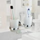 thumbnail image 4 of Vaso de vidrio doble para cepillo de dientes con soporte, portavasos de enjuague bucal para baño y baño, de acero inoxidable 304 cromado, 4 of 5