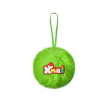 EUDIDV 2025 Christmas Ball Ornaments Set - Green Furry Pom Pom Xmas Tree Decor, Soft Faux Fur Hanging Balls with Ribbon for Holiday Party Home Supplies