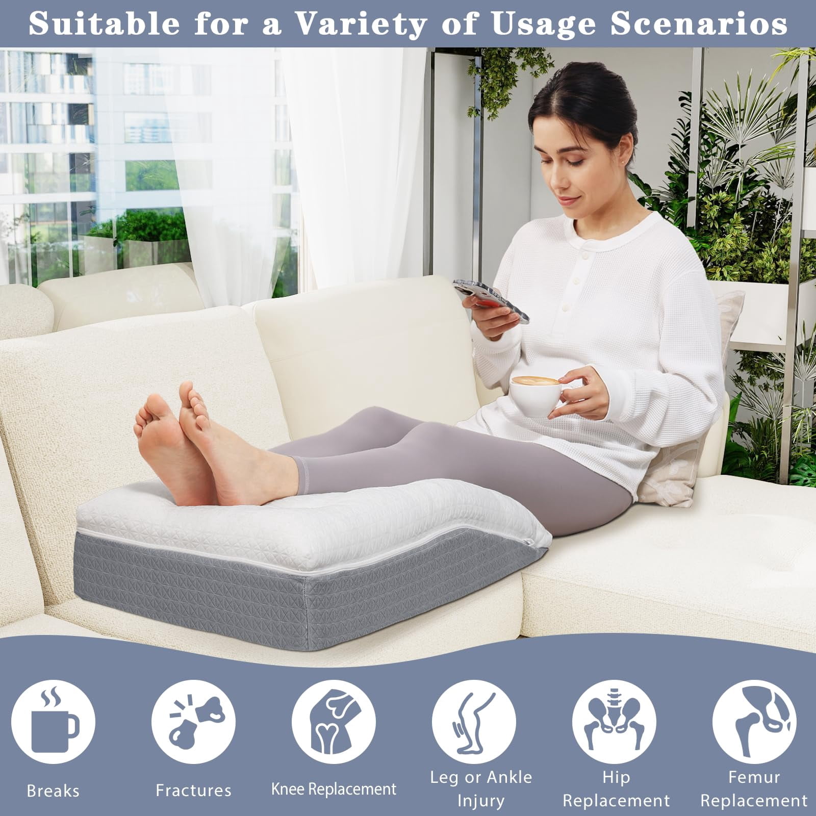 baibu Leg Elevation Pillow for Sleeping Memory Foam Wedge Pillows Leg Pillow for Swelling After Surgery Knee Hip Ankles Pain Relief