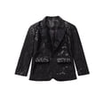 thumbnail image 3 of inlzdz Boys Sequins Slim Fit Formal Tuxedo Blazer Wedding Party Prom Homecoming Dressy Coat Jacket Black 14, 3 of 7