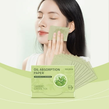 Xecvkr Green Tea Oil Blotting Papers, 100 Sheets for Quick and Efficient Face Oil Absorption, Perfect for On-the-Go Use and Mattifying Skin in Humid Conditions