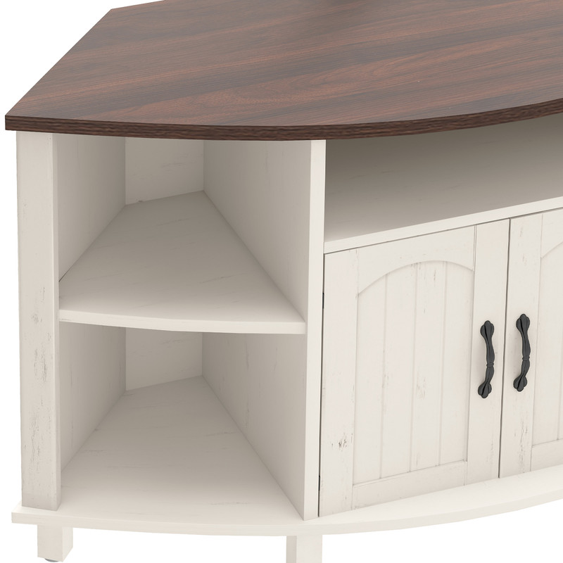 Uforic Corner TV Stand with Mount for 32-70 Inch TVs, LED Entertainment Center TV Table with Power Outlets