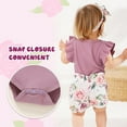 thumbnail image 7 of Younger Tree Toddler Baby Girl Summer Short Sleeve Romper Shorts Headband Clothes Outfits Set for 0-3 Months, 7 of 7