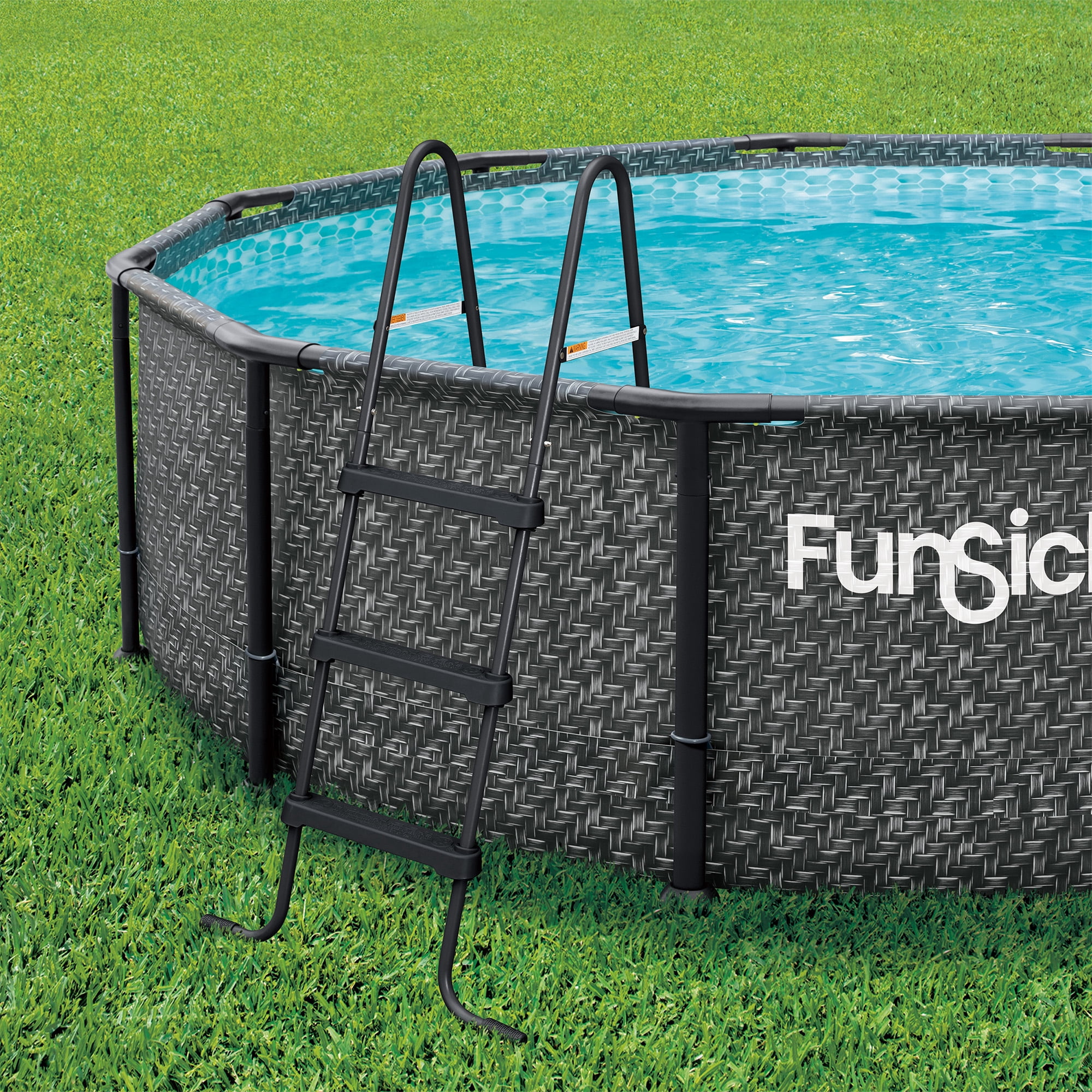 Funsicle 36 Inch SureStep 3 Stair Outdoor Above-Ground Swimming Pool Ladder, Black