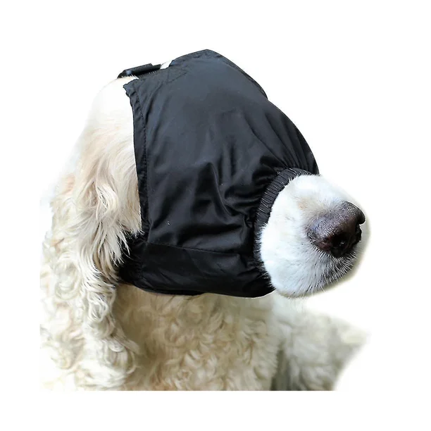 Máscara para los ojos con gorro calmante para perros, máscara para la ansiedad de mascotas, collar de nailon con sombreado para gatos, bozal para el cuidado del perro, antimareos en el coche, bozal