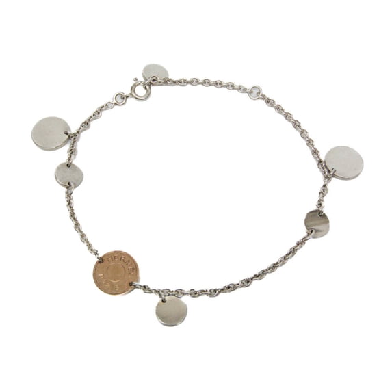 Pre-Owned Hermes Exlibris Pink Gold (18K),Silver 925 Charm Bracelet Silver,Pink Gold (Good)
