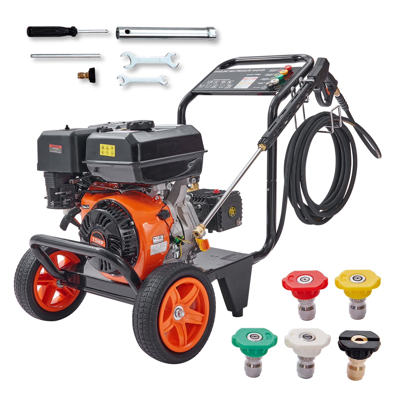 KFFKFF 4400 PSI at 4.0 GPM Gas Powered Cold Water Pressure Washer, 26 ft High Pressure Hose