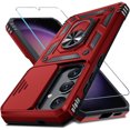 thumbnail image 1 of for Samsung Galaxy S25 Ultra Case Built in Slide Camera Lens Cover Screen Protector Finger Ring Holder Kickstand,Heavy Duty Shockproof Full Body Phone Cover 2025,Purple, 1 of 7