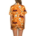 thumbnail image 3 of CONFREE Womens Halloween Pajamas Short Sleeve Cartoon Pumpkin Ghost Satin Sleepwear Tops Pants Hallowmas Pjs For Women Cozy Nightwear, 3 of 5