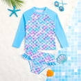 thumbnail image 2 of HILEELANG 3-8T Toddler/Little Girls Light Blue Ocean Mermaid Scales Rashguard Swimsuit Set 5-6T, 2 of 11
