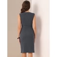 thumbnail image 3 of DARING DIVA Pencil Sleeveless Wrap V Neck Belted Office Dresses XL Dark Gray, 3 of 5