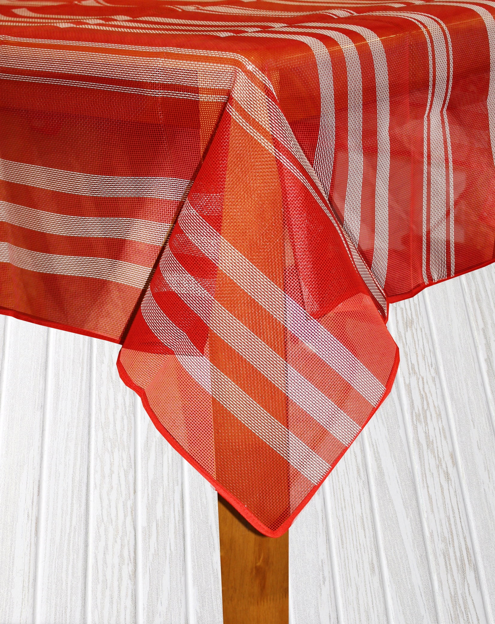Lintex Linens Bistro Stripe Indoor/Outdoor Table Cloth, Red