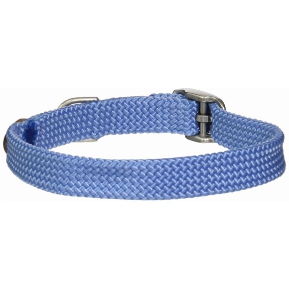 Mendota Pet Double Braid Collar - Satin Nickel - Dog Collar - Made in The USA - Sky Blue, 9/16 in x 14 in Junior