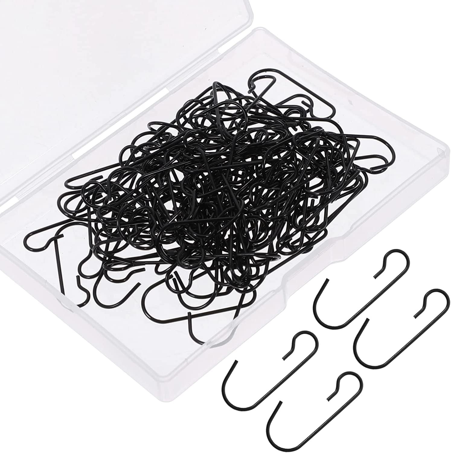 120PCS Christmas Ornament Hooks Black, Metal Wire Ornament Hooks