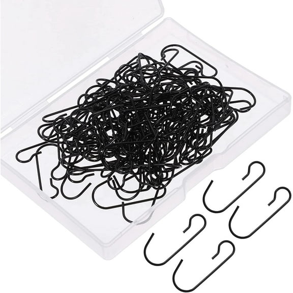 120PCS Christmas Ornament Hooks Black, Metal Wire Ornament Hooks Christmas Tree Hangers with Storage Box for Christmas Tree Decoration (Black)