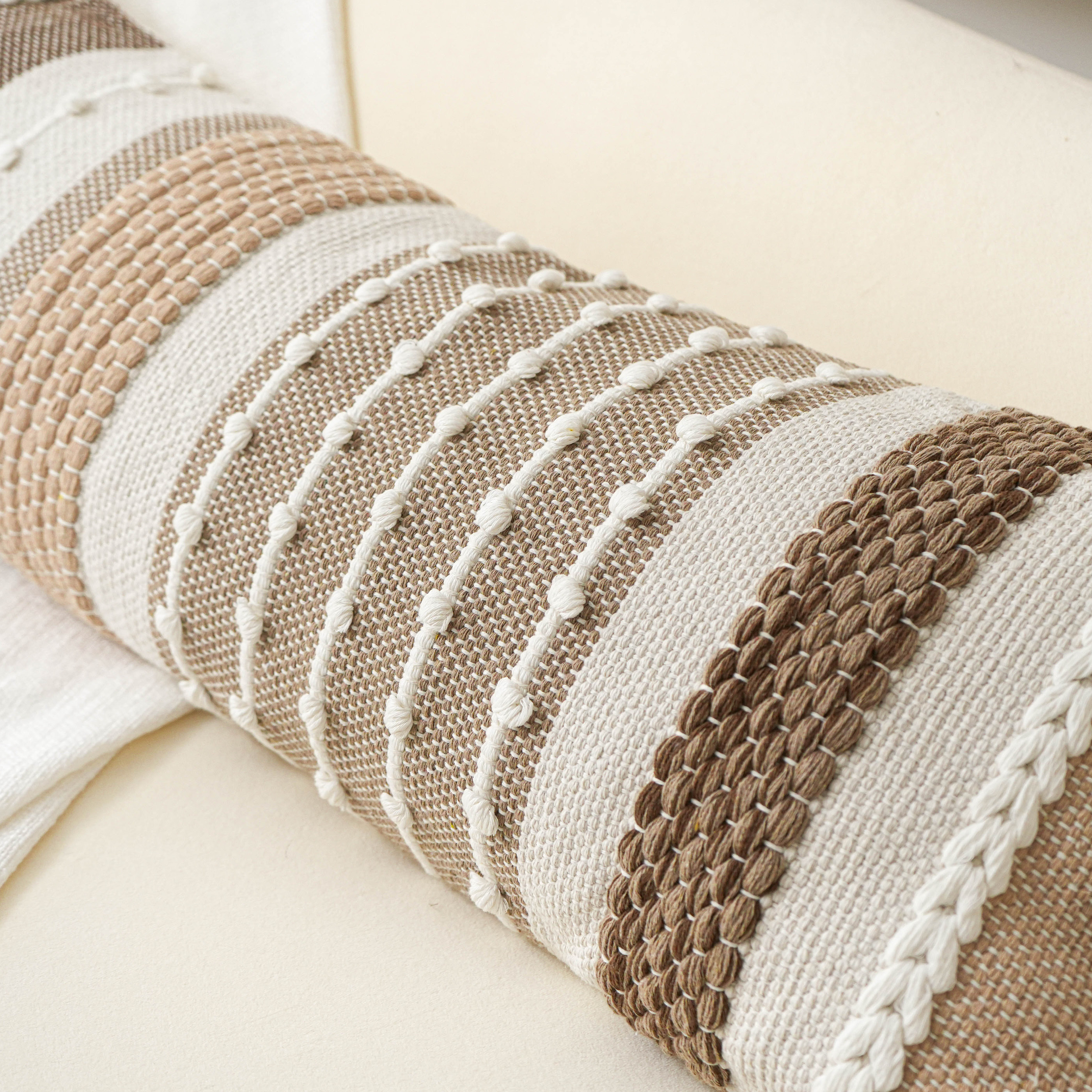 BlissBlush Brown Decorative Lumbar Pillow Cover 14x36 Boho Long Body Pillow for Bed Farmhouse Lumbar Throw Pillow for Couch Modern Accent Textured Throw Pillowcase