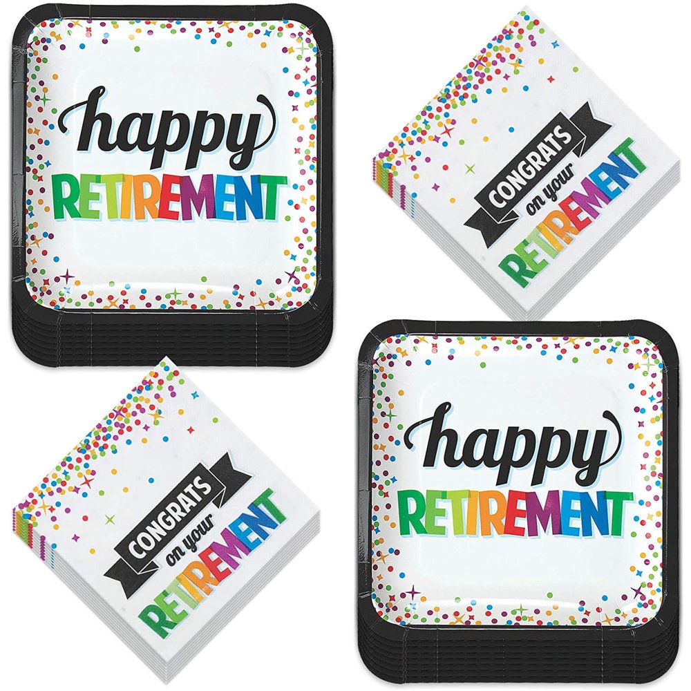 Congrats On Your Retirement Party Paper Dinner Plates and Lunch Napkins