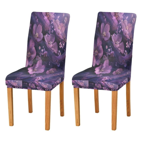 BZSMCE Chairs Slipcovers Dining Chair Covers Dreamy Purple Petals Creative Pattern