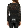 thumbnail image 3 of DARING DIVA Lace Cutout Front Long Sleeve Sheer Blouse XS Black, 3 of 6