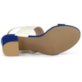 thumbnail image 5 of DARING DIVA Women's Slingback Block Heel Sandals with Buckle Decor Blue White 5.5, 5 of 7
