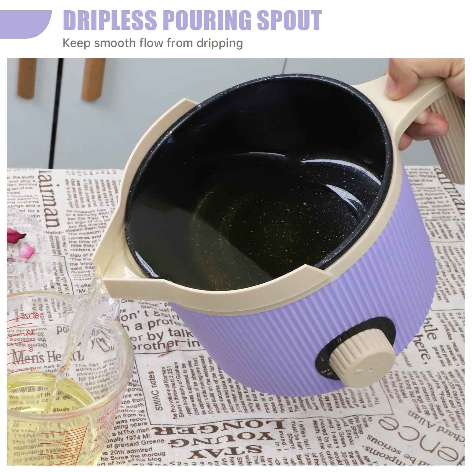 TOAUTO 1.5L Wax Melter Electric Melting Pouring Pot  for Beginner DIY Candle Making AC 120V Purple