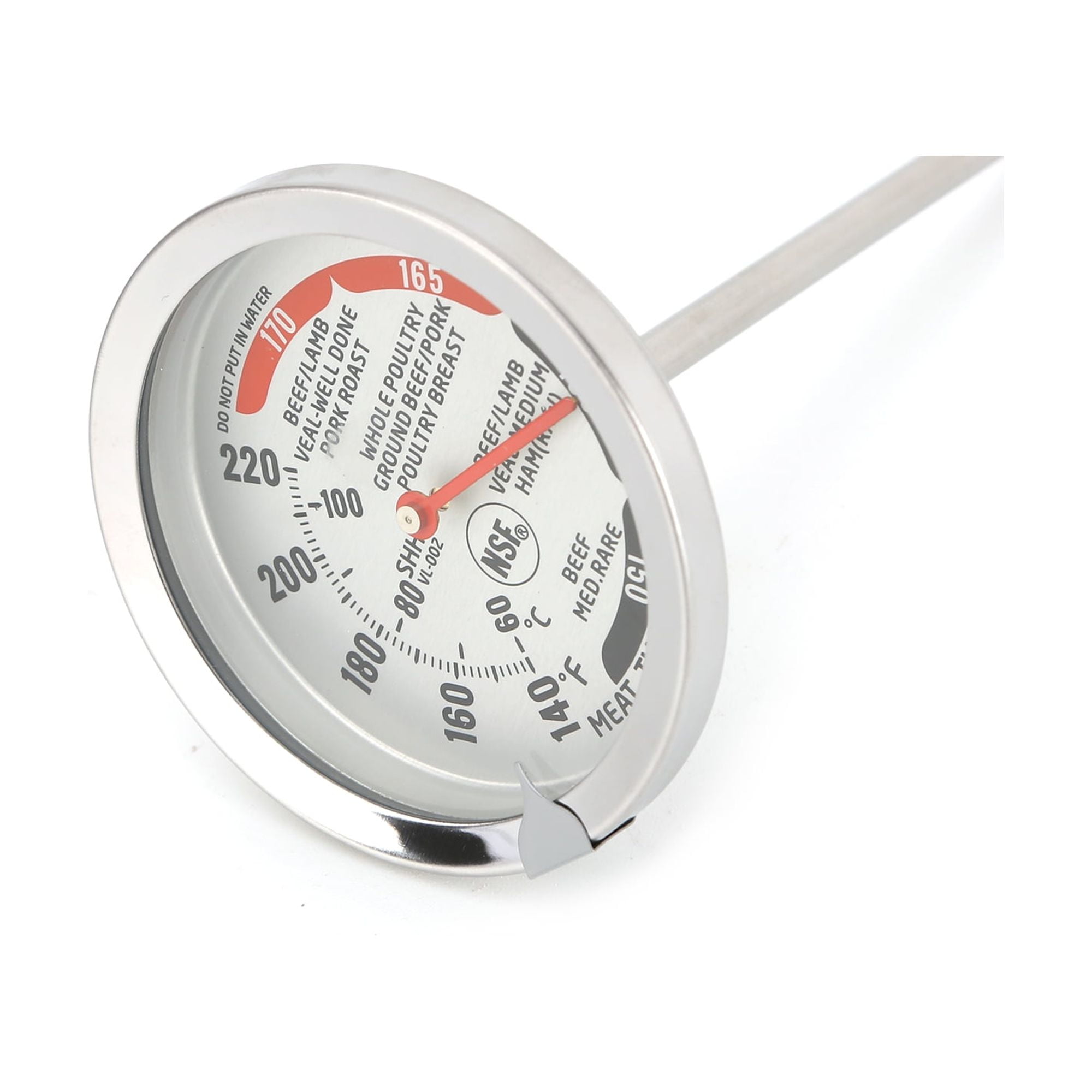 Mainstays NSF Cert. Dishwasher Safe Meat Thermometer, Extra Large Dial,  Silver