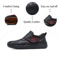 thumbnail image 2 of Mens Fashion Loafers Leather Casual Shoes Lightweight Comfortable Walking Shoes Non-slip Soft Driving Shoes Black 8.5 US, 2 of 7