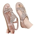 thumbnail image 3 of (2-Pack) Rinsvye Womens Bohemian Rhinestone Flowers Casual Wedge Sandals Summer Comfort Footwear Able Beach Wear, 3 of 8