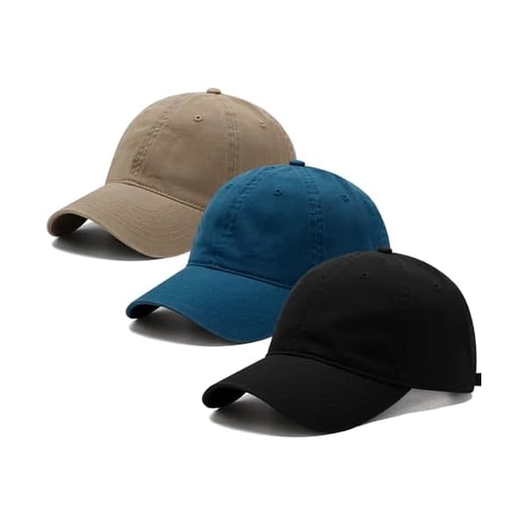 Eryueer 3 Pack Washed Plain Vintage Baseball Cap Cotton Adjustable Twill Bulk Low Profile Classic Dad Hat for Men/Women