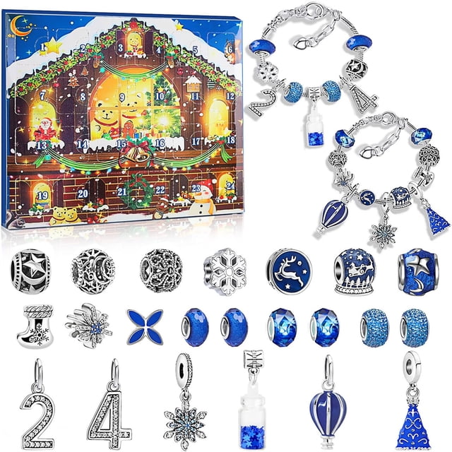 Calendario 2024 MUXIY para niños con regalo único de 24 días pulsera colgante de bricolaje