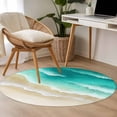 thumbnail image 4 of Turquoise Ombre Oceans Round Area Rug 3.3Ft Washable Circle Rugs for Dining Room Table, Watercolor Summer Coastal Beach Waves Non-Slip Carpet Floor Mats Indoor Outdoor Carpet Runner Home Decor, 4 of 8