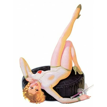 Pin Up Art Blonde With Fencing Outfit On Stretched Canvas -  (18 x